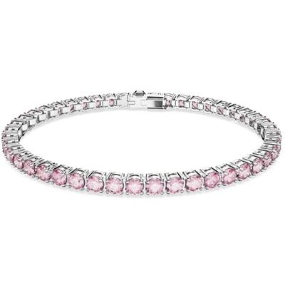 Swarovski Matrix Tennis bracelet, Round cut, Pink, Rhodium plated Swarovski Matrix Tennis bracelet, Round cut, Pink, Rhodium plated