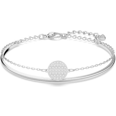 Swarovski womens Bangle, Ginger Bracelet, Crystals,Rhodium plated / White, Medium Swarovski womens Bangle, Ginger Bracelet, Crystals,Rhodium plated / White, Medium