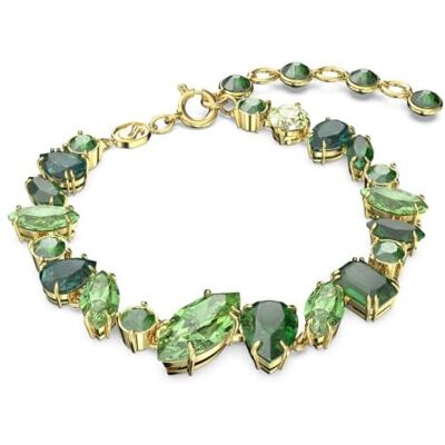 Swarovski Gema bracelet, Mixed cuts, Green, Gold-tone plated Swarovski Gema bracelet, Mixed cuts, Green, Gold-tone plated