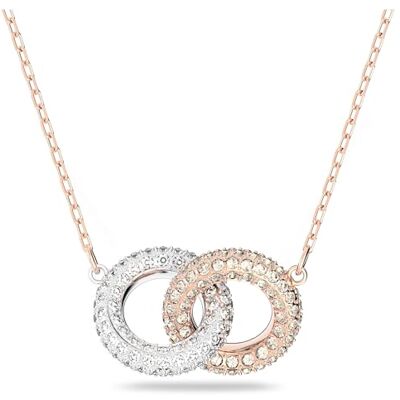 Swarovski Stone Necklace, Circle, White, Rose Gold-Tone Plated Swarovski Stone Necklace, Circle, White, Rose Gold-Tone Plated