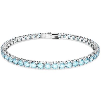 Swarovski Matrix Tennis bracelet, Round cut, Blue, Rhodium plated Swarovski Matrix Tennis bracelet, Round cut, Blue, Rhodium plated