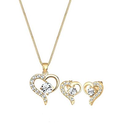 Elli Women 925 Silver Silver Round Crystal Jewellery Set 45cm length Elli Women 925 Silver Silver Round Crystal Jewellery Set 45cm length