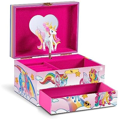 CRAZE Galupy Unicorn Schmuckkästchen Kinder mit Spieluhr, Schmuckschatulle Mädchen mit drehendem Einhorn, Schublade & Spiegel CRAZE Galupy Unicorn Schmuckkästchen Kinder mit Spieluhr, Schmuckschatulle Mädchen mit drehendem Einhorn, Schublade & Spiegel