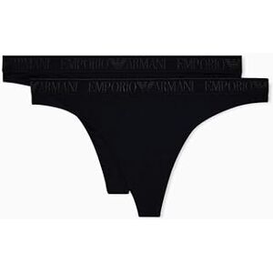 Emporio Armani Woman's Iconic Microfiber 2-Pack Thong Black L Emporio Armani Woman's Iconic Microfiber 2-Pack Thong Black L