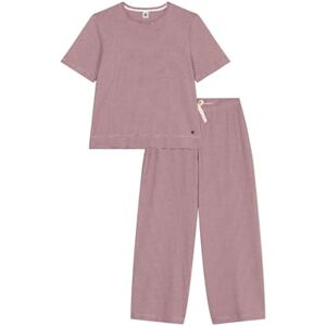 Petit Bateau Women's Cotton Short Sleeve Wide Leg Striped Pyjamas, Amaranth/Marshmallow, L Petit Bateau Women's Cotton Short Sleeve Wide Leg Striped Pyjamas, Amaranth/Marshmallow, L