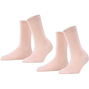 FALKE Women's Happy Double Pack W So Cotton Plain 2 Pairs Socks, Pink Blossom 8645, 2.5-5 FALKE Women's Happy Double Pack W So Cotton Plain 2 Pairs Socks, Pink Blossom 8645, 2.5-5