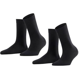 FALKE Women's Softmerino 2-Pack W SO Wool Cotton Plain 2 Pairs Socks, Black (Black 3009), 7-8 FALKE Women's Softmerino 2-Pack W SO Wool Cotton Plain 2 Pairs Socks, Black (Black 3009), 7-8