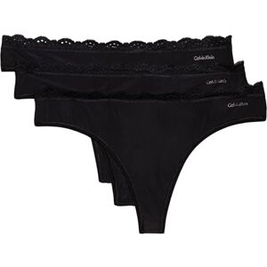 Calvin Klein Women's 3 Pack Thongs with Lace, Black (Black/Black/Black), XL Calvin Klein Women's 3 Pack Thongs with Lace, Black (Black/Black/Black), XL