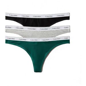 Calvin Klein Women's 3 Pack Thongs Underwear, Multicolor (Black/Grey Heather/Turf), L Calvin Klein Women's 3 Pack Thongs Underwear, Multicolor (Black/Grey Heather/Turf), L