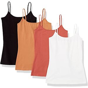 Amazon Essentials Women's Slim-Fit Camisole, Pack of 4, Caramel/Terracotta/White, S Amazon Essentials Women's Slim-Fit Camisole, Pack of 4, Caramel/Terracotta/White, S