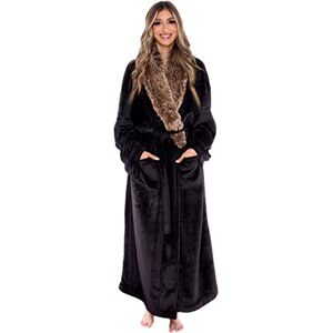 Silver Lilly Womens Faux Fur Robe Plush Soft Luxury Bathrobe, Black, L/XL Silver Lilly Womens Faux Fur Robe Plush Soft Luxury Bathrobe, Black, L/XL