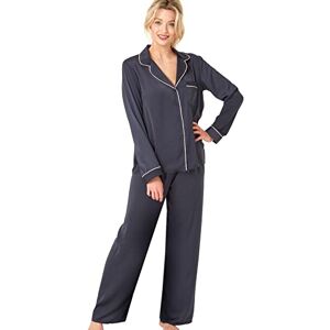 Indigo Sky Womens Astara Full Length Satin Pyjama With Contrast Piping, Midnight, 14-16 Indigo Sky Womens Astara Full Length Satin Pyjama With Contrast Piping, Midnight, 14-16