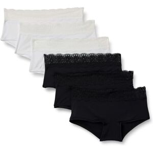 Amazon Essentials Women's Peached Microfibre with Lace Trim Bikini Knicker, Pack of 6, Black/White, 16 Amazon Essentials Women's Peached Microfibre with Lace Trim Bikini Knicker, Pack of 6, Black/White, 16