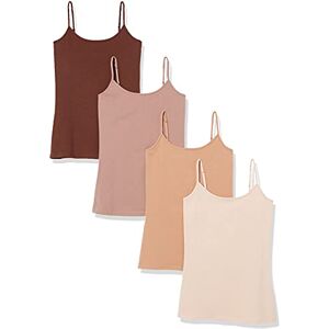Amazon Essentials Women's Slim-Fit Camisole, Pack of 4, Blush/Brown/Dark Brown/Dark Camel, Large Amazon Essentials Women's Slim-Fit Camisole, Pack of 4, Blush/Brown/Dark Brown/Dark Camel, Large