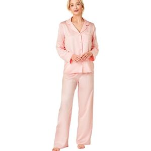 Indigo Sky Womens Astara Full Length Satin Pyjama With Contrast Piping, Pale Strawberry, 14-16 Indigo Sky Womens Astara Full Length Satin Pyjama With Contrast Piping, Pale Strawberry, 14-16