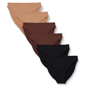 Amazon Essentials Women's Peached Microfibre High Waisted High Leg Knicker, Pack of 6, Black/Rich Hazel/Washed Bronze, 20 Amazon Essentials Women's Peached Microfibre High Waisted High Leg Knicker, Pack of 6, Black/Rich Hazel/Washed Bronze, 20