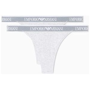 Emporio Armani Woman's Iconic Logoband 2-Pack T-Thong Grey XL Emporio Armani Woman's Iconic Logoband 2-Pack T-Thong Grey XL