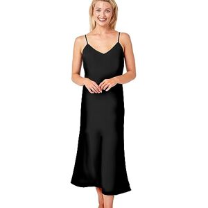 Indigo Sky Women's Samsara Long Satin Chemise Nightdress, Midnight Black, 16-18 Indigo Sky Women's Samsara Long Satin Chemise Nightdress, Midnight Black, 16-18