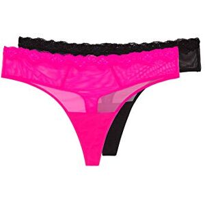 Smart & Sexy Women's Mesh & Lace Thong Panties, Available in Multi Packs, Electric Pink/Black Hue, 8 Smart & Sexy Women's Mesh & Lace Thong Panties, Available in Multi Packs, Electric Pink/Black Hue, 8