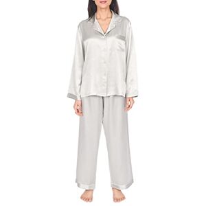 Sleepdown Women's Silk Pyjamas Ladies Silvergrey Large Pajama Set, Silver, L UK Sleepdown Women's Silk Pyjamas Ladies Silvergrey Large Pajama Set, Silver, L UK