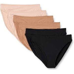 Amazon Essentials Women's Peached Microfibre High Waisted High Leg Knicker, Pack of 6, Black/Soft Petal/Washed Bronze, 16 Amazon Essentials Women's Peached Microfibre High Waisted High Leg Knicker, Pack of 6, Black/Soft Petal/Washed Bronze, 16