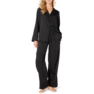 Amazon Essentials Women's Satin Pyjama Shirt and Bottoms Set, Black, M Amazon Essentials Women's Satin Pyjama Shirt and Bottoms Set, Black, M