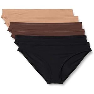 Amazon Essentials Women's Breathable Soft Peached Microfibre Bikini Knickers, Pack of 6, Black/Rich Hazel/Washed Bronze, 16 Amazon Essentials Women's Breathable Soft Peached Microfibre Bikini Knickers, Pack of 6, Black/Rich Hazel/Washed Bronze, 16