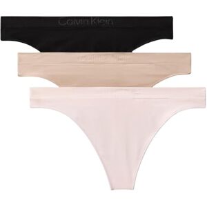 Calvin Klein Women's 3 Pack Stretch Thongs, Multicolor (Black/Cedar/Eggshell), XL Calvin Klein Women's 3 Pack Stretch Thongs, Multicolor (Black/Cedar/Eggshell), XL