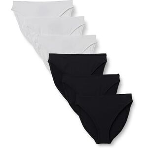 Amazon Essentials Women's Peached Microfibre High Waisted High Leg Knicker, Pack of 6, Black/White, 18 Amazon Essentials Women's Peached Microfibre High Waisted High Leg Knicker, Pack of 6, Black/White, 18