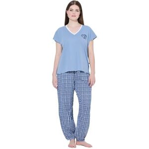 Ulla Popken gs1 data protected company 4069787000005 Women's Sweet Check Pyjama Set, Frost Blue, 42-44 Ulla Popken gs1 data protected company 4069787000005 Women's Sweet Check Pyjama Set, Frost Blue, 42-44