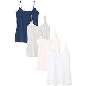 Amazon Essentials Women's Slim-Fit Camisole, Pack of 4, Dark Blue/Light Grey Heather/Pale Pink/White, Small Amazon Essentials Women's Slim-Fit Camisole, Pack of 4, Dark Blue/Light Grey Heather/Pale Pink/White, Small