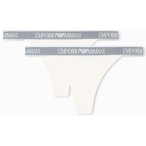 Emporio Armani Woman's Iconic Logoband 2-Pack T-Thong White L Emporio Armani Woman's Iconic Logoband 2-Pack T-Thong White L