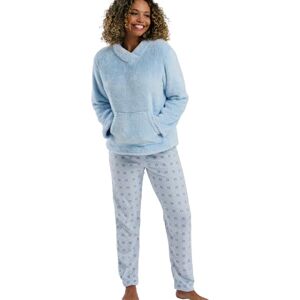 Indigo Sky Womens Sasha Cosy Fleece Pyjama Set Long Sleeve Top with Printed Jogger Pants Warm Winter Loungewear, Blue, 12-14 Indigo Sky Womens Sasha Cosy Fleece Pyjama Set Long Sleeve Top with Printed Jogger Pants Warm Winter Loungewear, Blue, 12-14