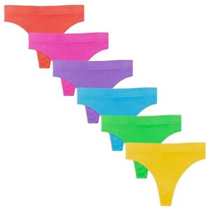Sexy Basics Women's Sport Thong 6 & 12 Pack Hi Waisted Ultra Soft Seamless Any Wear Bikini Underwear, 6 Pack- Neon Solid Colors, XXL Sexy Basics Women's Sport Thong 6 & 12 Pack Hi Waisted Ultra Soft Seamless Any Wear Bikini Underwear, 6 Pack- Neon Solid Colors, XXL
