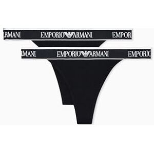 Emporio Armani Woman's Iconic Logoband 2-Pack T-Thong Black L Emporio Armani Woman's Iconic Logoband 2-Pack T-Thong Black L