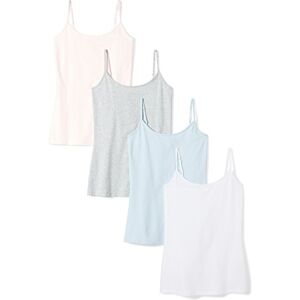 Amazon Essentials Women's Slim-Fit Camisole, Pack of 4, Light Blue/Light Grey Heather/Pale Pink/White, Small Amazon Essentials Women's Slim-Fit Camisole, Pack of 4, Light Blue/Light Grey Heather/Pale Pink/White, Small