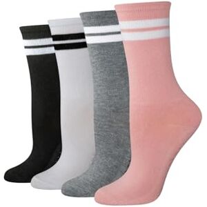 Amazon Essentials Women's Crew Non-Slip Pilates Grip Socks, 4 Pairs, Pink Multicolor, 3-7 Amazon Essentials Women's Crew Non-Slip Pilates Grip Socks, 4 Pairs, Pink Multicolor, 3-7