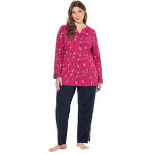 Ulla Popken Women's Plus Size Plus Size Pyjamas Floral Print V Neck Long Sleeve, fuchsia, 42-44 Ulla Popken Women's Plus Size Plus Size Pyjamas Floral Print V Neck Long Sleeve, fuchsia, 42-44