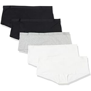 Amazon Essentials Women's Cotton Boyshort Knickers (Available in Plus Size), Pack of 5, Black/Grey Heather/White, 20 Amazon Essentials Women's Cotton Boyshort Knickers (Available in Plus Size), Pack of 5, Black/Grey Heather/White, 20
