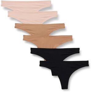 Amazon Essentials Women's No-Show Moisture-Wicking Thong, Ultra-Soft Microfibre, Pack of 6, Black/Soft Petal/Washed Bronze, 16 Amazon Essentials Women's No-Show Moisture-Wicking Thong, Ultra-Soft Microfibre, Pack of 6, Black/Soft Petal/Washed Bronze, 16