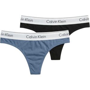 Calvin Klein Women THONG 2PK MULTI (Black/Blue Tulip) S Calvin Klein Women THONG 2PK MULTI (Black/Blue Tulip) S