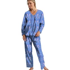 Marlon Women’s Paula Pintuck Detail Soft Knitted Pyjama Set Comfy Printed Jersey Long Sleeve Loungewear Top & Full Length Pants, Autumn Leaf Denim, 16-18 Marlon Women’s Paula Pintuck Detail Soft Knitted Pyjama Set Comfy Printed Jersey Long Sleeve Loungewear Top & Full Length Pants, Autumn Leaf Denim, 16-18