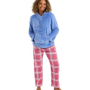 Indigo Sky Womens Lizzie Cosy Fleece Top Pyjama Set – Soft Loungewear with Printed Brushed Cotton Pants & Fleece Long-Sleeve Top, Blue, 8-10 Indigo Sky Womens Lizzie Cosy Fleece Top Pyjama Set – Soft Loungewear with Printed Brushed Cotton Pants & Fleece Long-Sleeve Top, Blue, 8-10