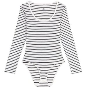 Petit Bateau Women's Striped Cotton And Elastane Bodysuit, Marshmallow Tuxedo, M Petit Bateau Women's Striped Cotton And Elastane Bodysuit, Marshmallow Tuxedo, M