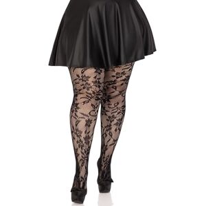 Leg Avenue Women's Seamless floral lace tights +, 1X-2X (Black) Leg Avenue Women's Seamless floral lace tights +, 1X-2X (Black)