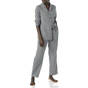 Amazon Essentials Women's Flannel Long-Sleeve Button Front Shirt and Pant Pajama Set, Black/White, Gingham, Small Amazon Essentials Women's Flannel Long-Sleeve Button Front Shirt and Pant Pajama Set, Black/White, Gingham, Small