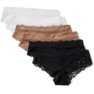 Amazon Essentials Women's Soft-Stretch Lace Knickers, Bikini, Cheeky, High-Waisted Thong, Hipster and Thong Styles, Pack of 6, Black/Washed Bronze/White, 18 Amazon Essentials Women's Soft-Stretch Lace Knickers, Bikini, Cheeky, High-Waisted Thong, Hipster and Thong Styles, Pack of 6, Black/Washed Bronze/White, 18