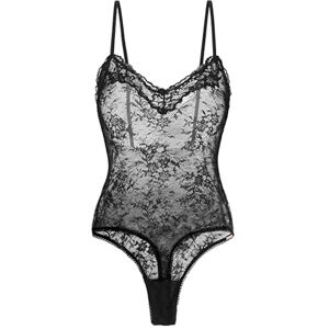 DORINA ORIGINS Non-Padded Lace Bodysuit, Elegant Lace Trim, Snap Button Gusset, Adjustable Fit, Black DORINA ORIGINS Non-Padded Lace Bodysuit, Elegant Lace Trim, Snap Button Gusset, Adjustable Fit, Black