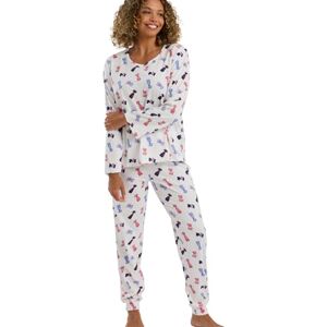 Indigo Sky Women’s Floella Soft Jersey Printed Pyjama – Comfy Fun Print Loungewear Set With Cosy Jogger Pants & Warm Long Sleeve Top, Ivory, 12-14 Indigo Sky Women’s Floella Soft Jersey Printed Pyjama – Comfy Fun Print Loungewear Set With Cosy Jogger Pants & Warm Long Sleeve Top, Ivory, 12-14