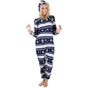 Autumn Faith Ladies Snowflake Fleece All In One Pyjamas Sleepsuit Nightwear Navy L Autumn Faith Ladies Snowflake Fleece All In One Pyjamas Sleepsuit Nightwear Navy L